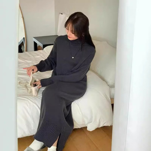 秋冬内搭针织连衣裙宽松大板气质慵懒打 奥特莱斯清仓捡漏跨境新款