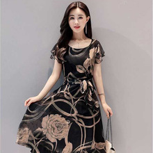 奥特莱斯清仓捡漏2019夏季新款女装欧美显瘦大码印花连衣裙时尚新