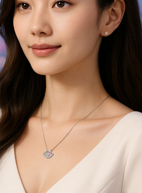 粉红色爱心甜蜜可爱小众锆石告白纪念日闺蜜女友平价锁骨链项链