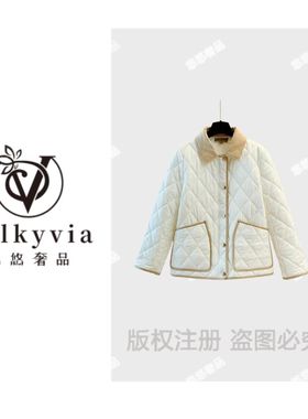 【Valkyvia/悠悠奢品】气质棉衣翻领百搭韩白色短款棉服178292