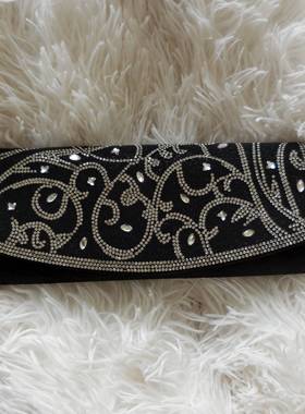 黛女王 - 古典黑色洛可可花纹轻奢婚宴水钻复古宫廷手拿包