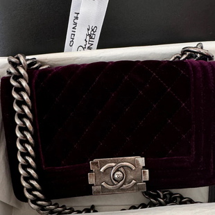 黛女王-复古小香奢华紫色丝绒菱格包闲置二手微瑕