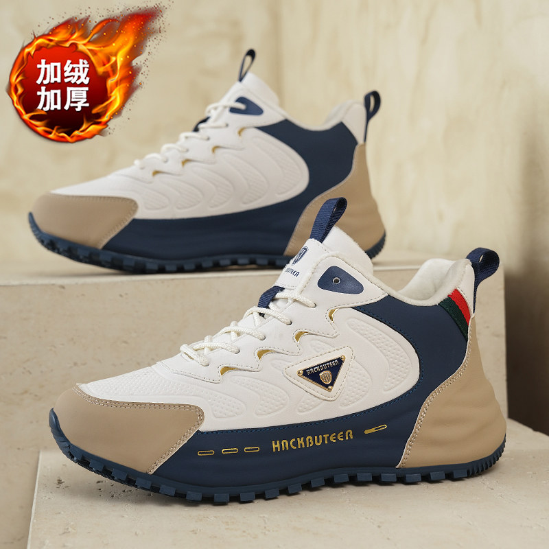 火枪手2025冬季保暖阿帕奇男鞋加绒棉鞋增高情侣鞋百搭厚底运动鞋