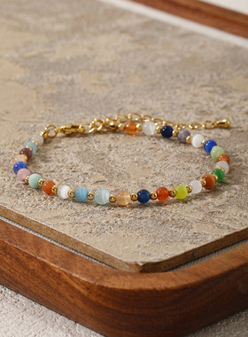 GARY工作室多巴胺彩色串珠手链 轻奢金珠隔珠 小众设计感精致