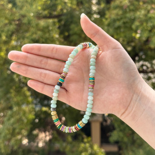 GARY工作室度假风算盘珠显白项链女高质天然石串珠小众设计感复古