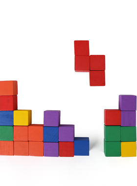 彩色原木红黄蓝绿紫橙色散卖 正方体1-8cm积木立方体几何数学教具