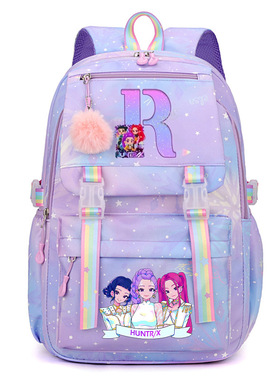 猎魔女团KPop Demon Hunters字母印花双肩包休闲大容量背包