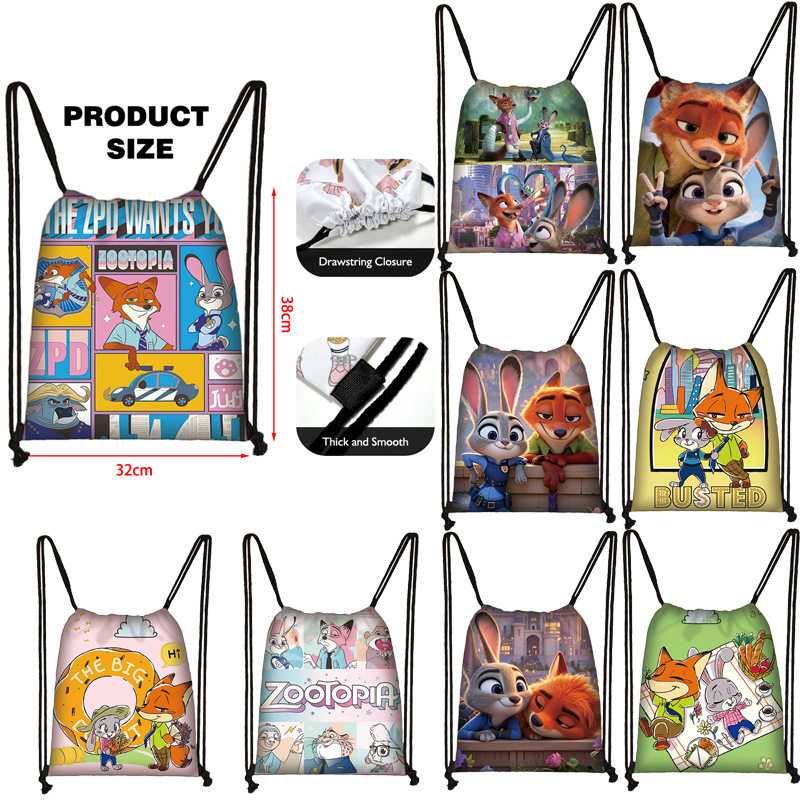 2025疯狂动物城2抽绳双肩包