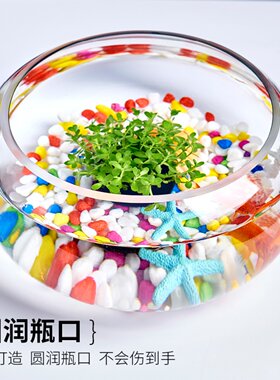 久米格加厚玻璃桌面圆形小鱼缸