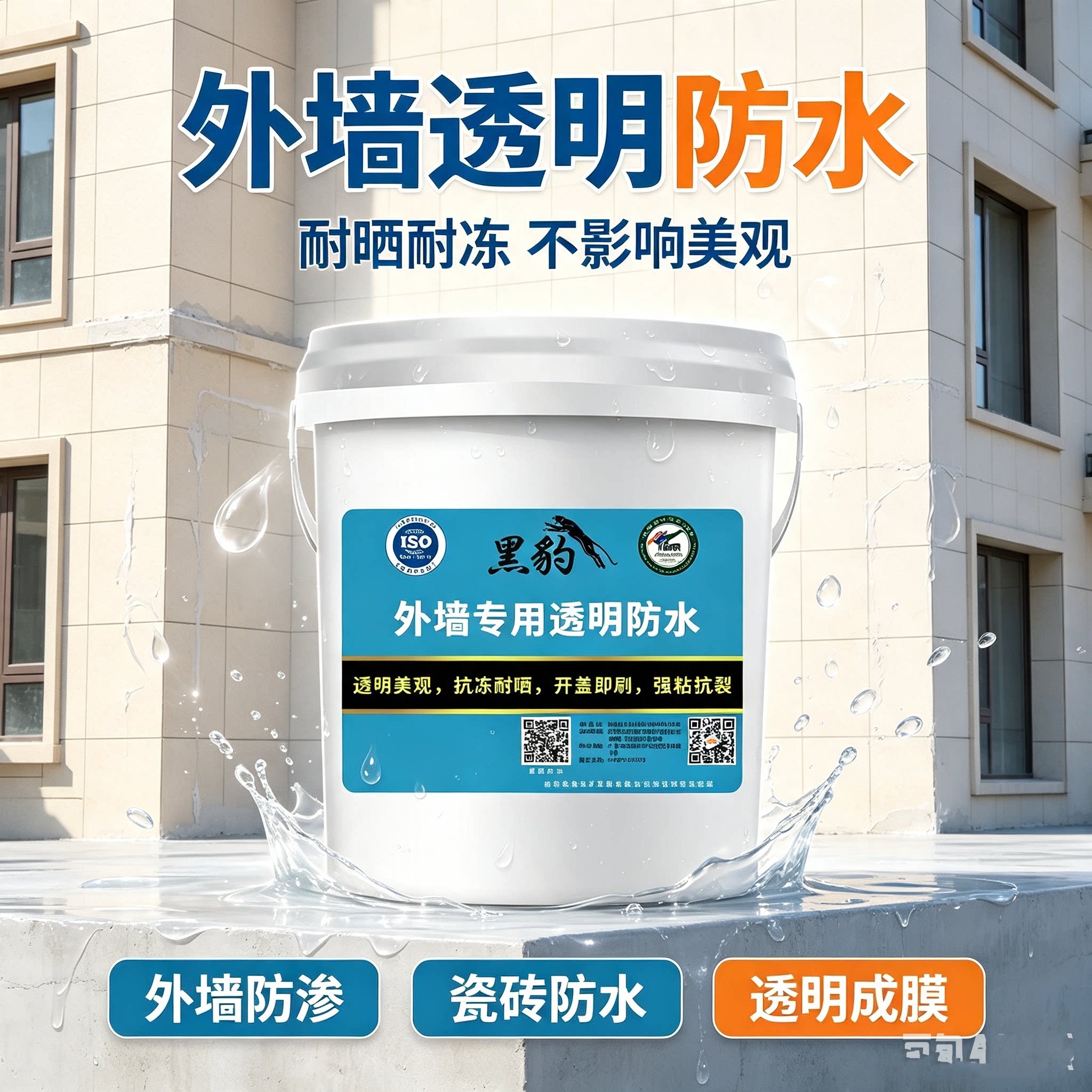 黑豹外墙专用透明防水胶窗台瓷砖水泥油漆大理石外墙渗水补漏涂料