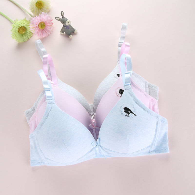 运动文胸薄款纯棉无钢圈胸罩 学生少女文胸发育期内衣纯色有大码