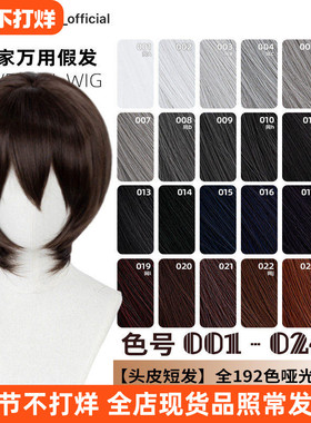ND家万用头皮顶MSN短发001-024色cos假发银灰白黑深棕褐姜红收脸