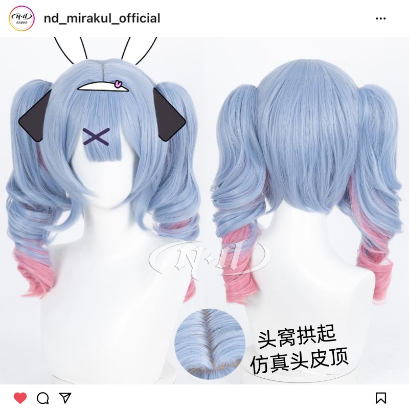 ND家】初音未来兔子洞 Vocaloid 角色款cos假发 头皮顶