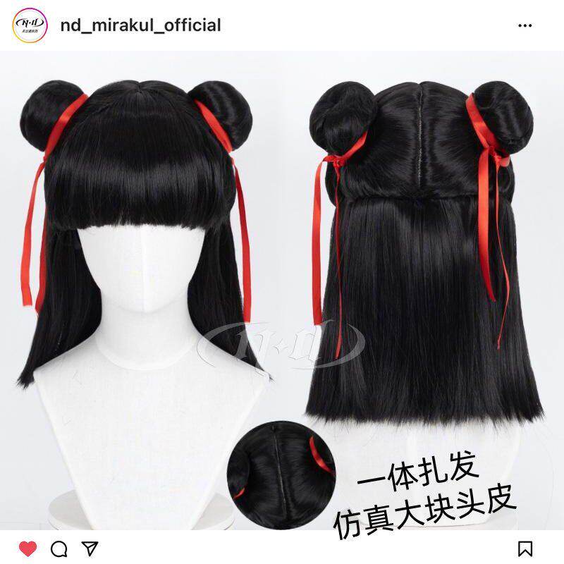 ND家 小哪吒扎发丸子头魔童降世闹海造型cos假发大块头皮