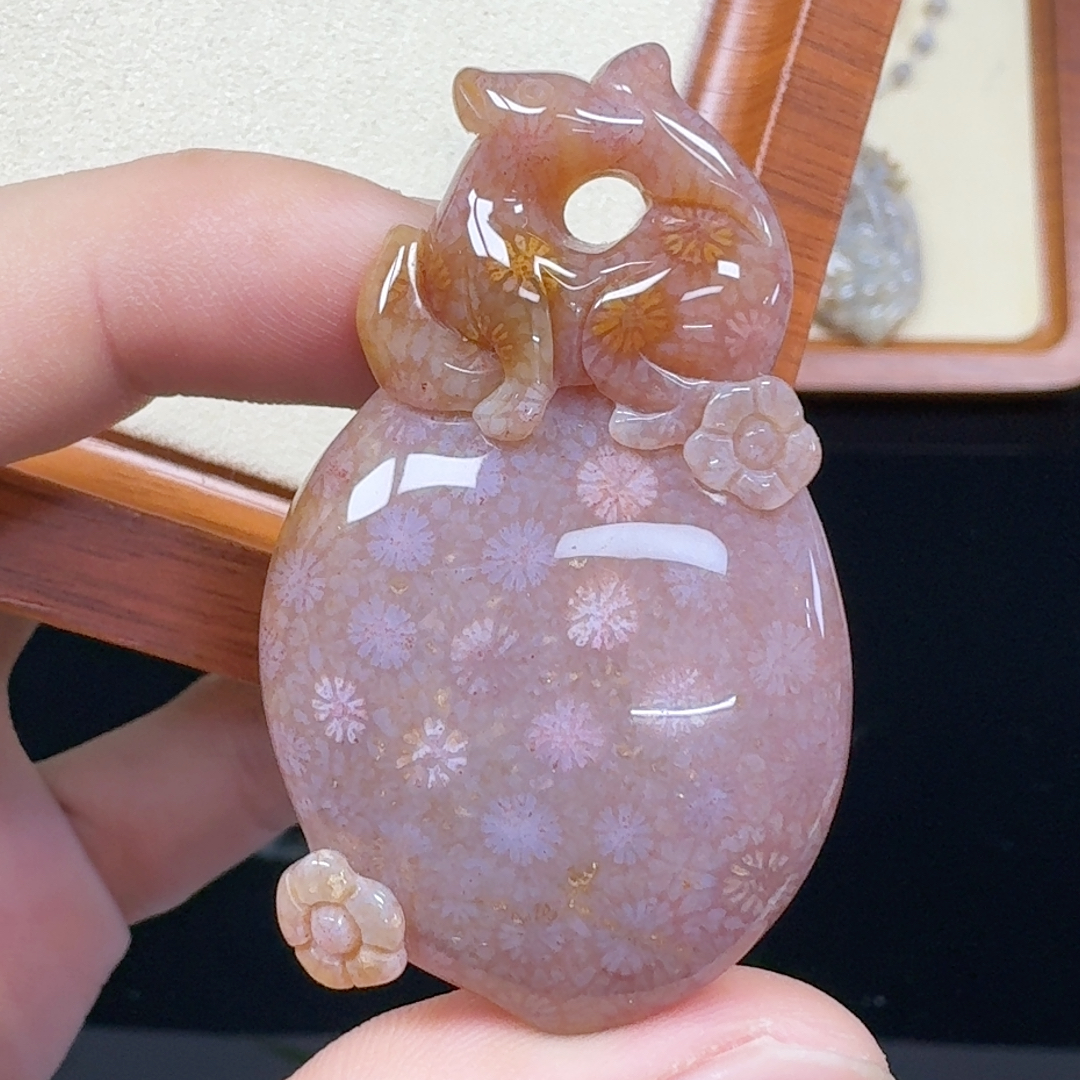 粉冰小雏菊花 小狐狸