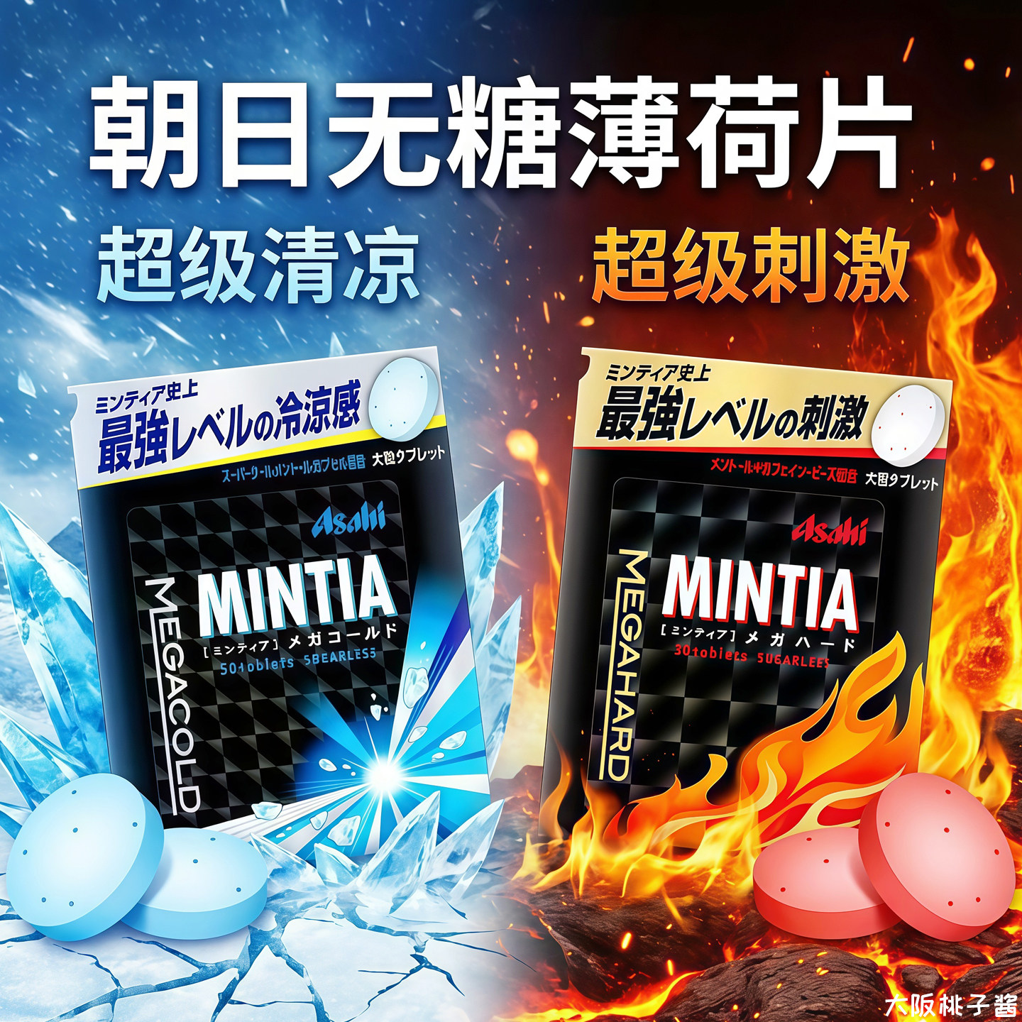 日本Asahi朝日无糖薄荷糖Mintia清凉爽口气超级刺激大粒装含片糖