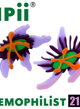 NPii21SS西番莲耳环不对称设计蓝紫双色可选拍照凹造型Y2K千禧