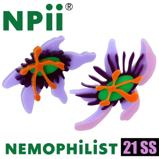 NPii21SS西番莲耳环不对称设计蓝紫双色可选拍照凹造型Y2K千禧