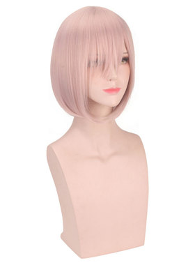 FGO玛修Fate/Grand盾娘Order学妹 浅粉色淡粉红色短发假毛cos假发