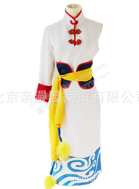 银魂完结篇 未来神乐 武士紧身白色花旗袍子cosplay衣服装+2手套