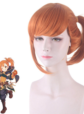 公主连结Re:Dive未奏希橙色橘色短发假毛鬓角加长小马尾辫cos假发