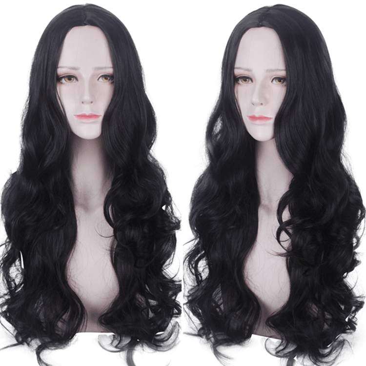 中分长卷发黑色头套假毛