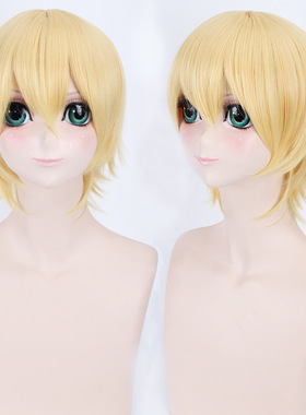 阳炎project目隐团 鹿野修哉 金色金黄色反翘短发假毛cosplay假发