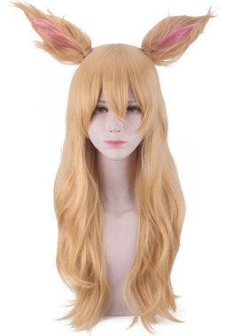 阿狸LOL英雄联盟KDA偶像歌手金色渐变金黄色长发 假毛cosplay假发