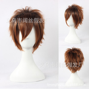 假发cosplay假毛 家庭教师泽田纲吉27沢田纲吉 棕色 冲天反翘短发