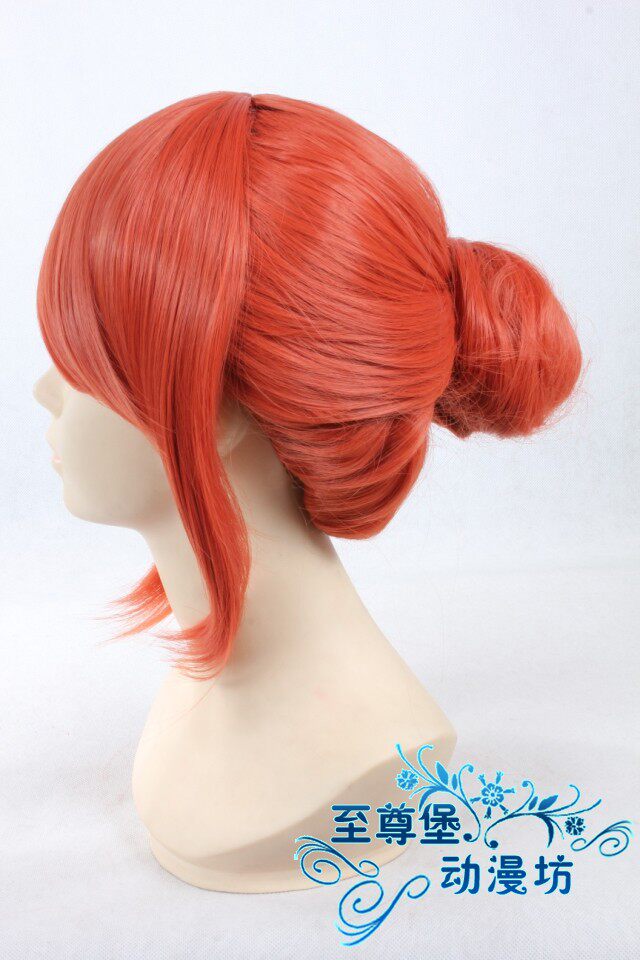 假发cosplay假毛银魂gintama夜兔神乐橘红色橘色短发单包子吉原版