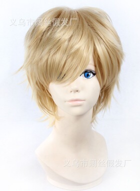 阳炎project鹿野修哉 金色金黄色反翘短发cosplay高温丝 假发假毛