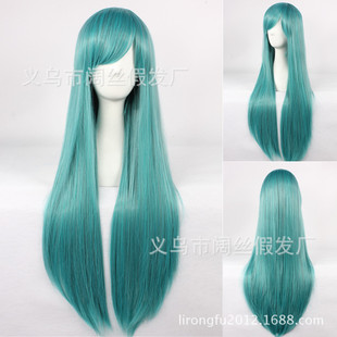 80cm假发cos假毛海猫鸣泣之时 拳皇 海蓝绿色混色渐变长发 长直发
