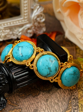 中古天然松石绿色纹理手链饰品