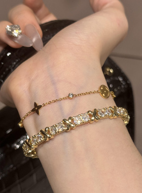 交叉满钻可开口手镯女