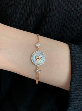 《冰清山茶》清新简约满钻山茶花手链高级感小众精致学生闺蜜首饰