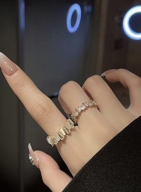 中古法式复古满钻锆石戒指