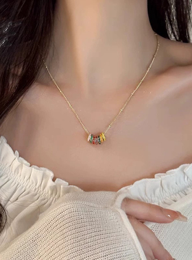 复古轻奢重工珐琅七彩项链