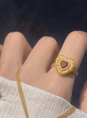 《桃心》摩根经典爱心戒指西洋古董回流款轻奢复古铜合金开口戒指