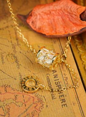 《小蛮腰》复古风满钻小蛮腰项链女镂空圆筒金色轻奢高级感锁骨链