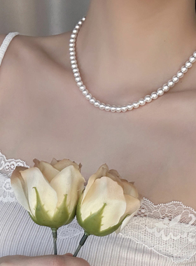 法式复古珍珠项链经典元宝扣