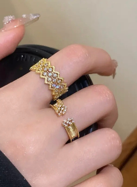 意大利工艺开口满钻镂空雕花戒指