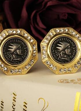 《艳后古币》女王古币满钻耳夹德产打标金色高级感小众设计感耳环