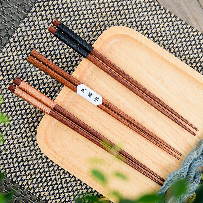 日式创意缠线木质大漆筷子 尖头筷 家用酒店实木筷子寿司筷公筷