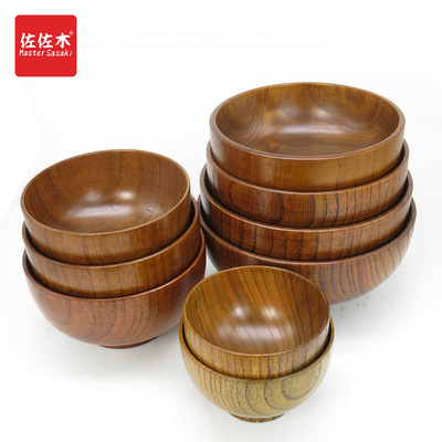 爆款整木酸枣木碗中式日童碗防烫