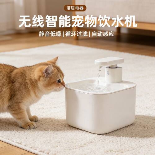 佳能猫咪饮水机感应宠物饮水器自动循环过滤不插电喂水器恒温加热