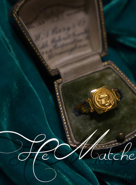 原创设计复古工艺古希腊罗马柱骑士头像戒指s925银包金保色镶嵌绿