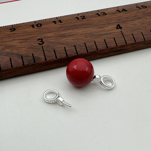 S925纯银加粗吊盘针精工羊角钉圆珠子吊坠扣空托盘diy银饰品配件