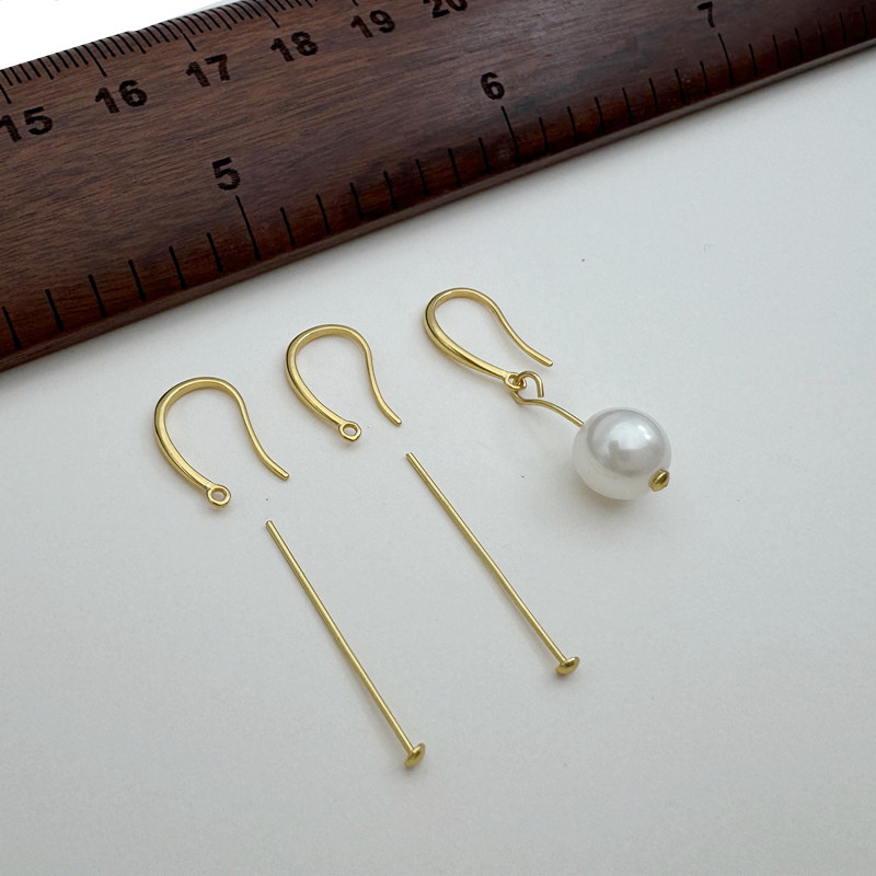 S925纯银材料包套装金色diy耳环