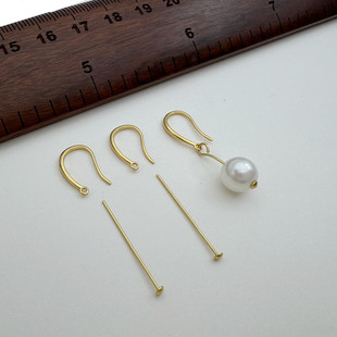 S925纯银材料包套装粗针耳钩diy串珠子制作耳环不过敏银饰品配件