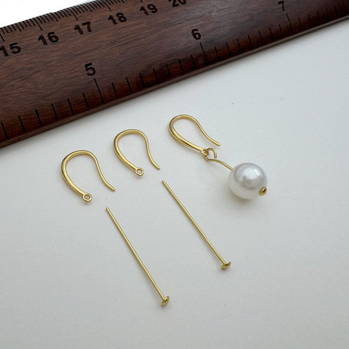 S925纯银材料包套装金色diy耳环